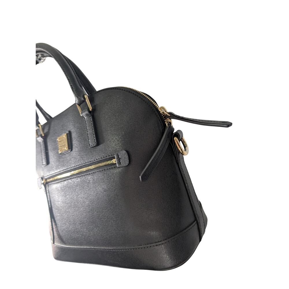 DOONEY & BOURKE! RICH BLACK GENUINE LEATHER, GOLD HARDWARE HAND BAG, PURSE! - Picture 5 of 11